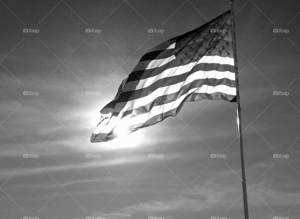 Black and white US Flag 