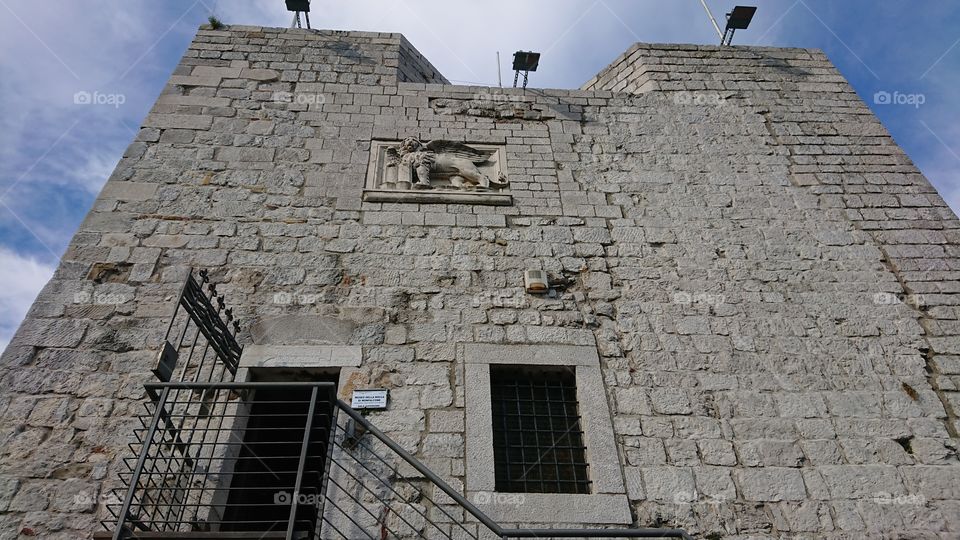 Italian fortress external walls tower stairs