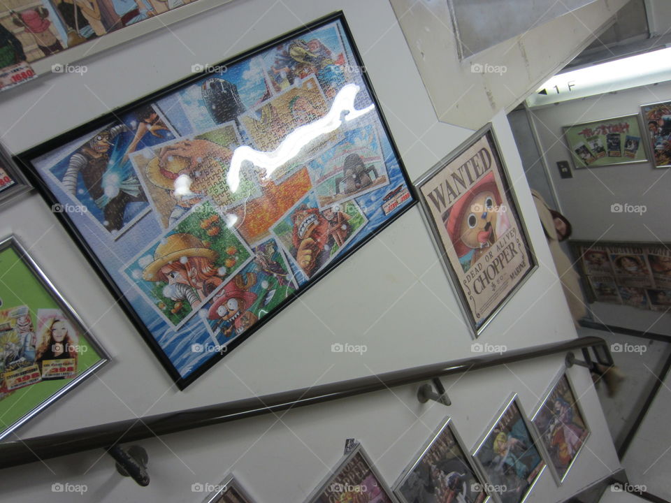 One Piece Anime, Chopper.  Pictures on the way Downstairs, Arcade in Tokyo, Japan