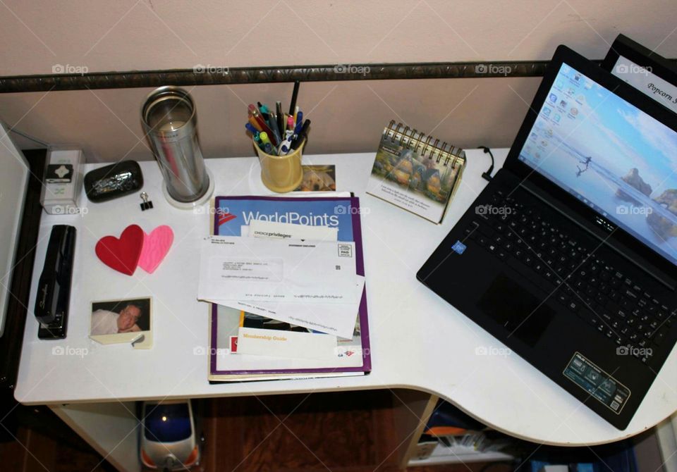 My desk is a bit cramped, but it is sufficient.