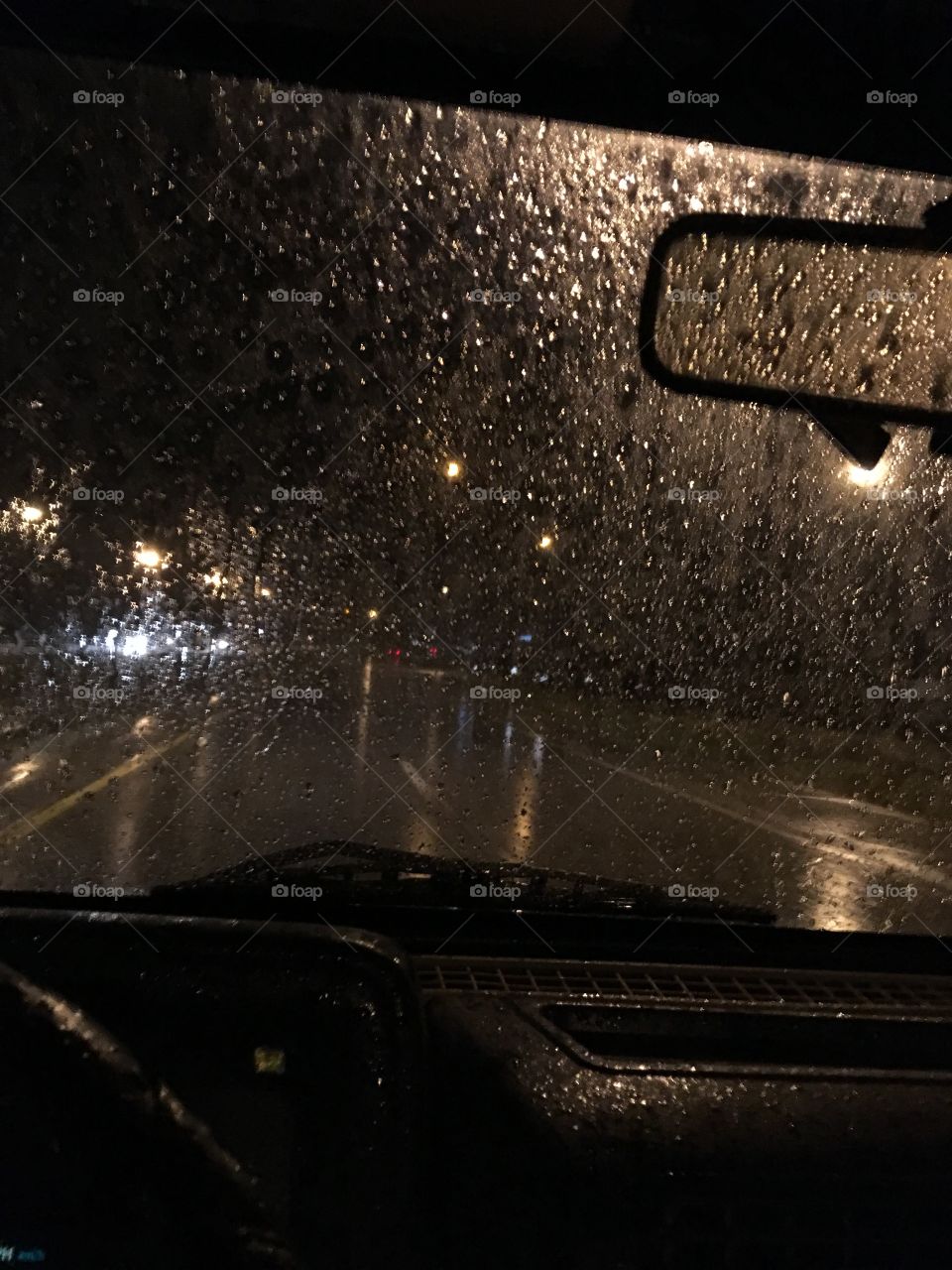 Rain, Street, Car, Dark, Abstract