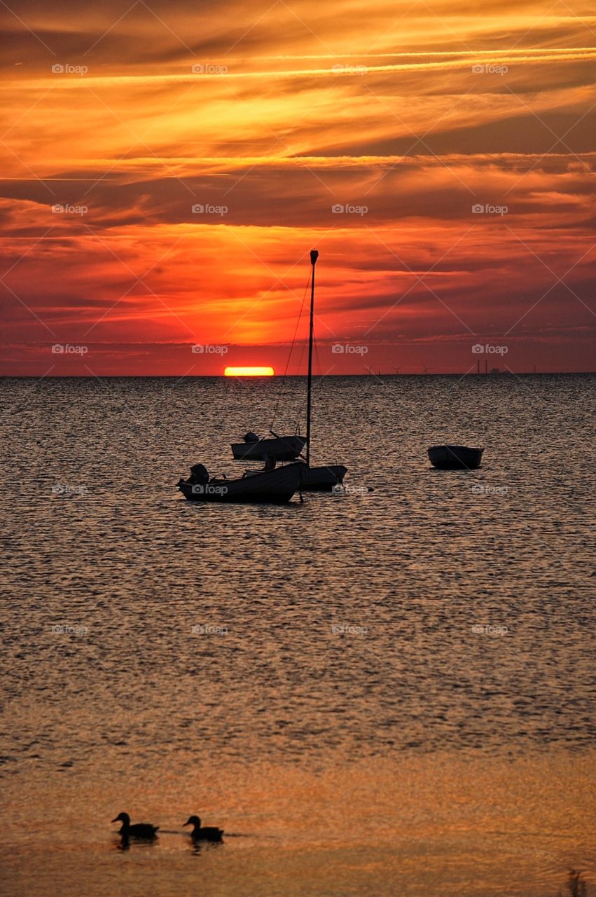 Boats in sunset