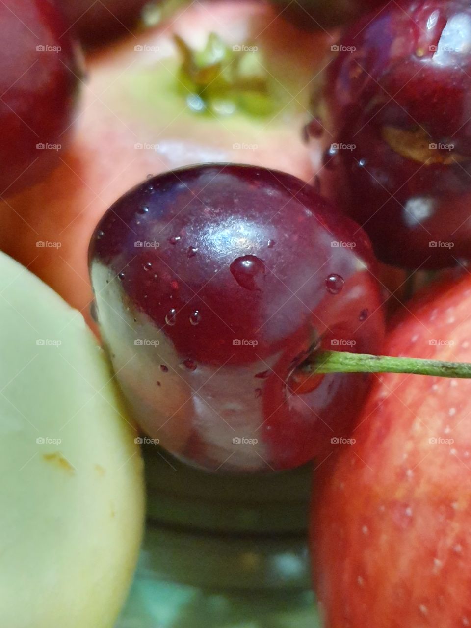 cherry and apples closeup