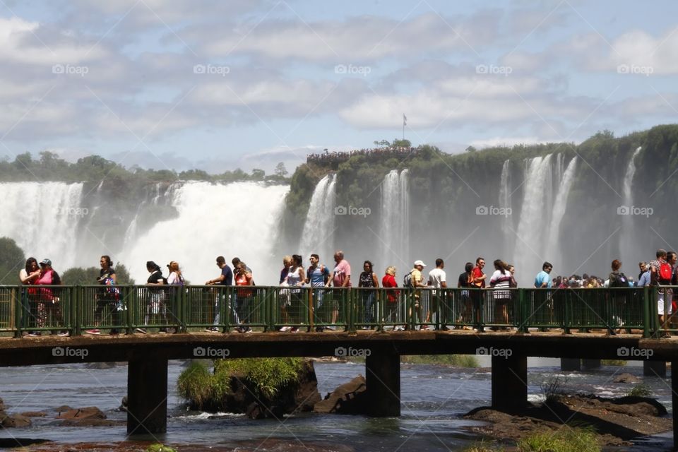 Tourists enjoying the Iguazu Falls