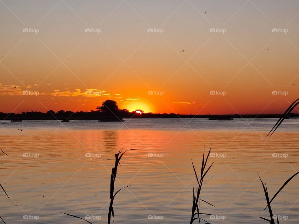 Magnificent sunset over the Zambezi