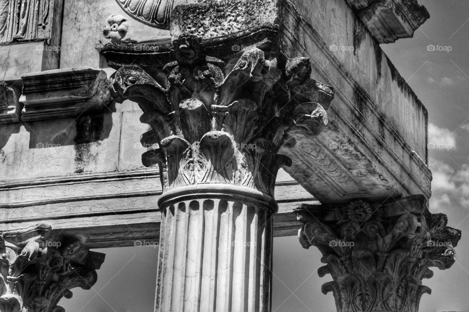 Portico of the Roman Forum. Detail of the Portico of the Roman Forum in Mérida, Spain.