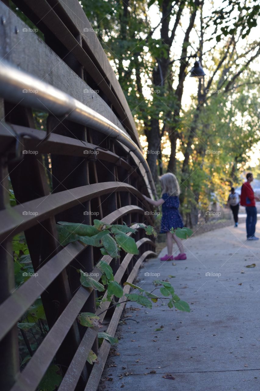On the bridge. Bridge with people out of focus