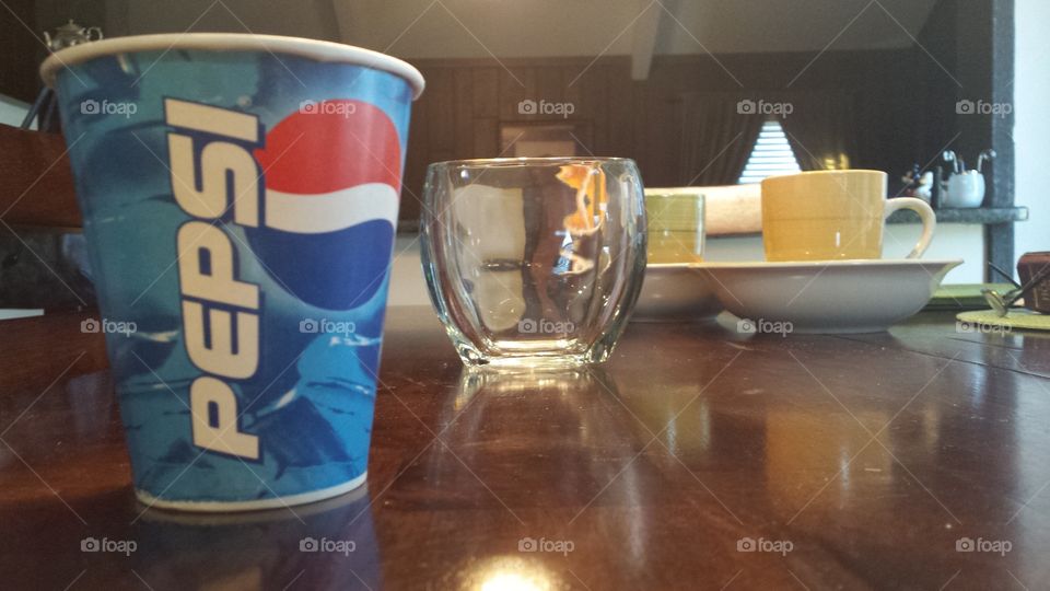 Pepsi on kitchen table
