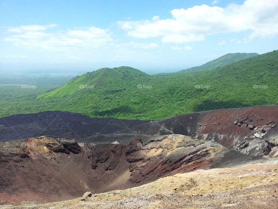 colorful crater of Cerro Negro volcano, Nicaragua