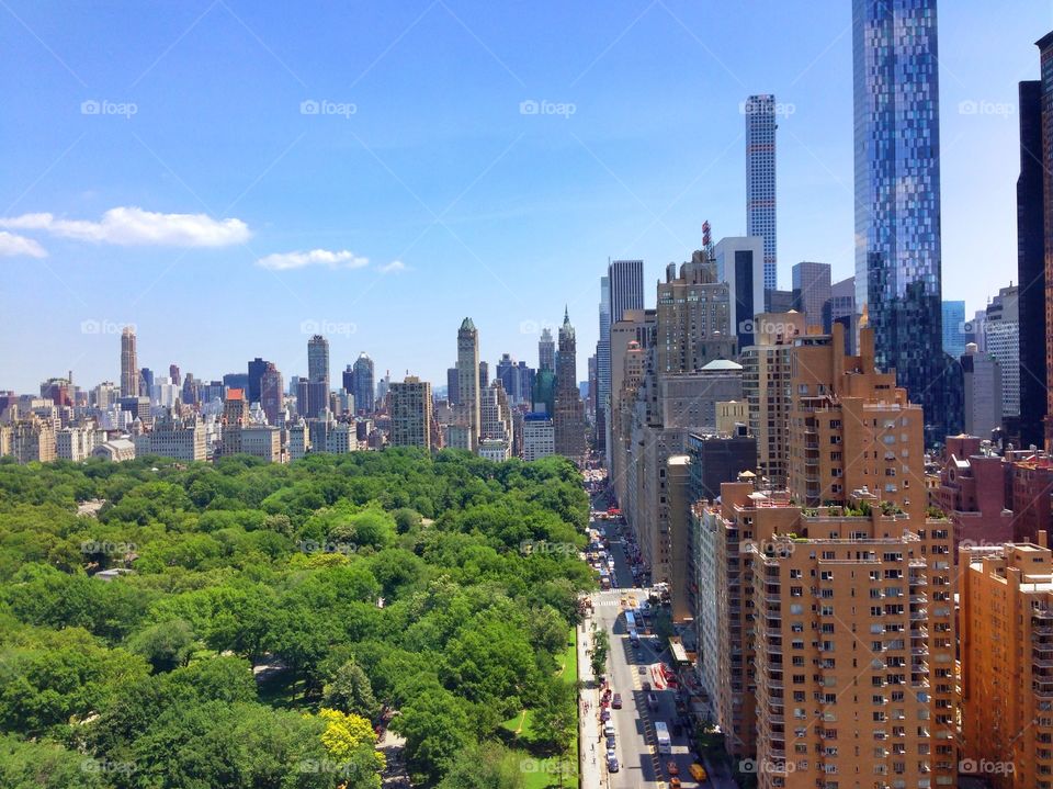 Central Park view. View on manhattan and Central Park from above