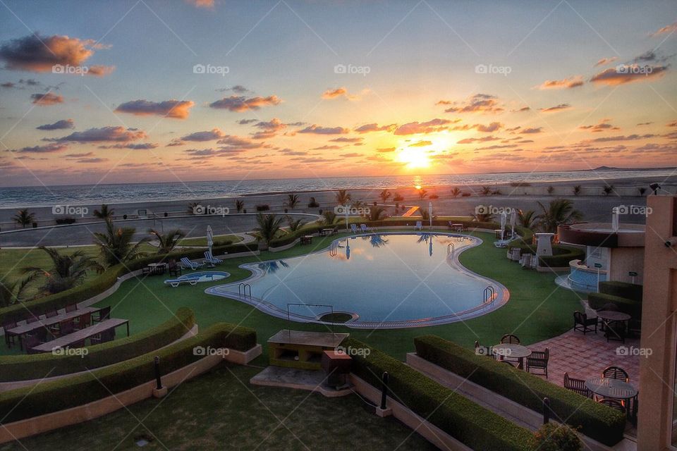 Sunrise at mashirah island beach resort Oman 