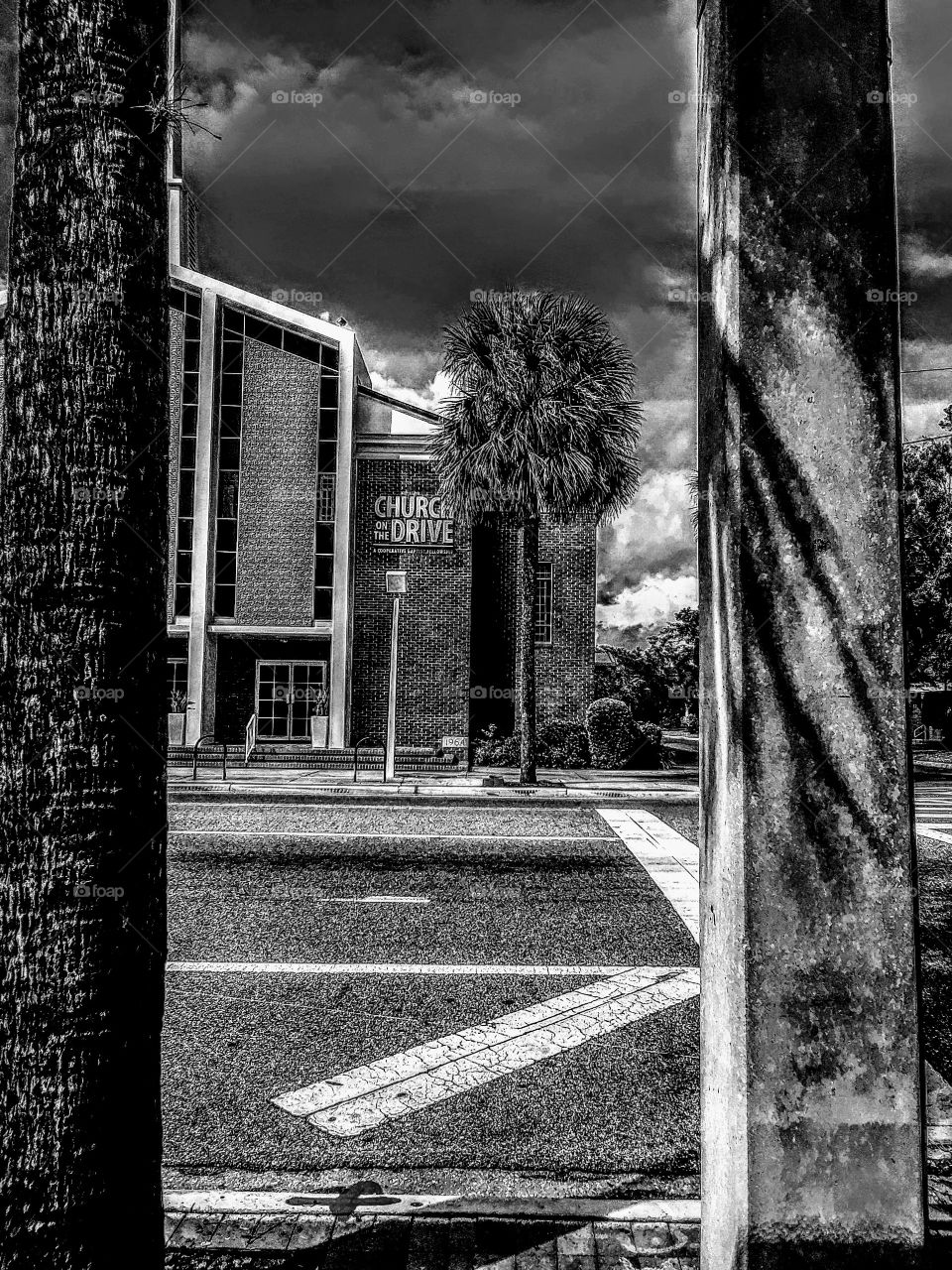 Ominous clouds over Church building