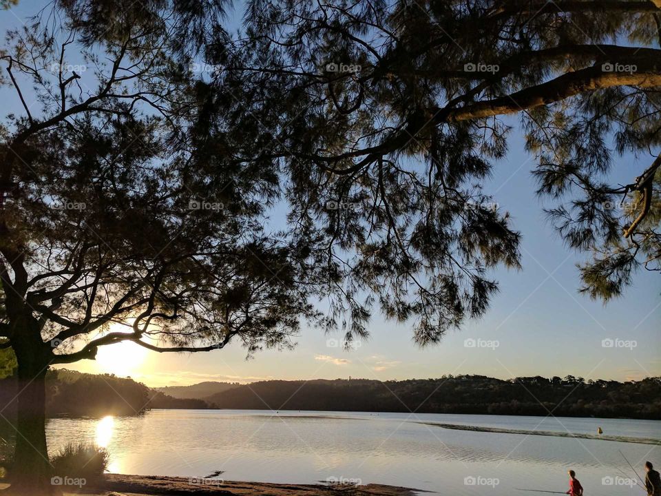 sunset by the lake