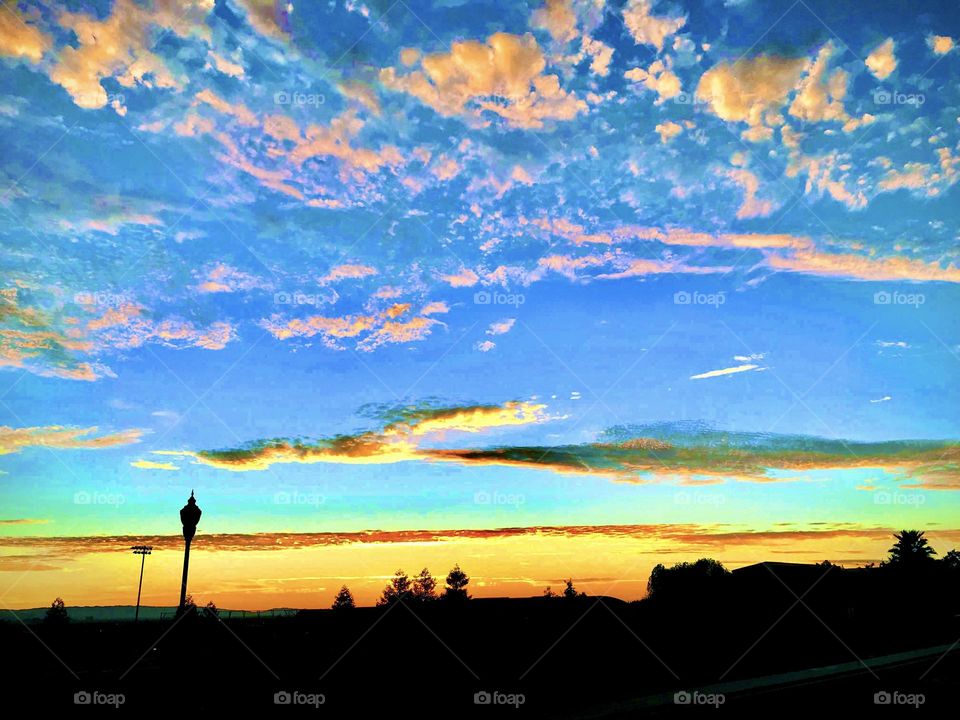 Bright sky at sunset 