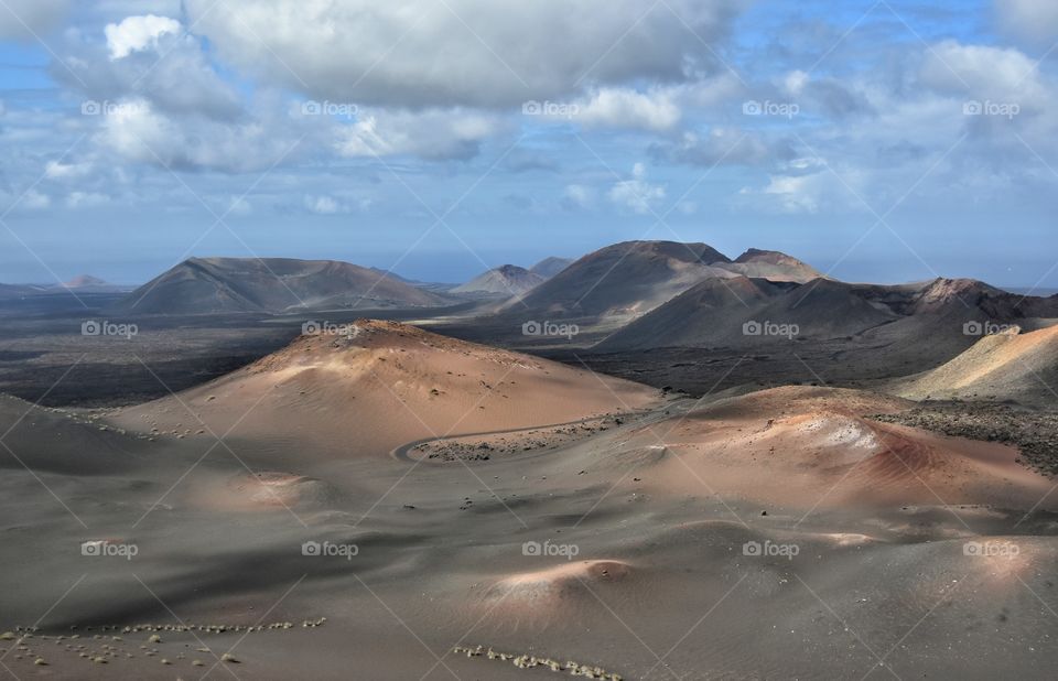 timanfaya volcanic national park on lanzarote canary island in spain