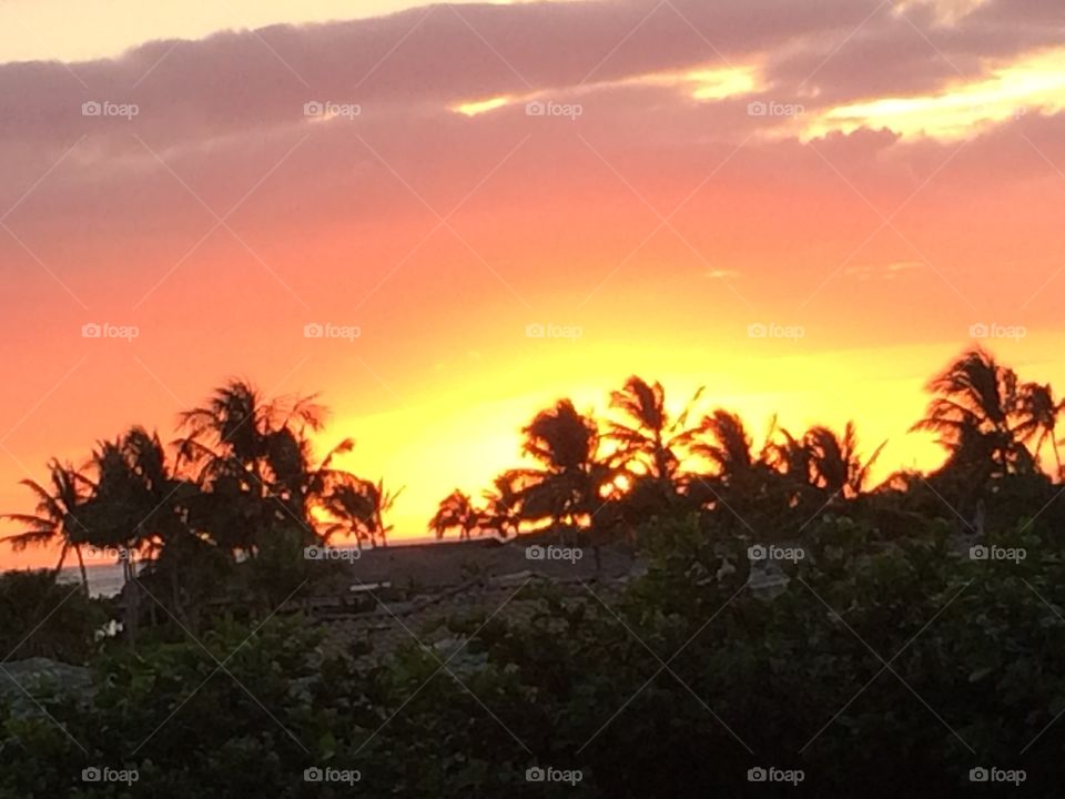 Hawaiian sunset. Beautiful sunset