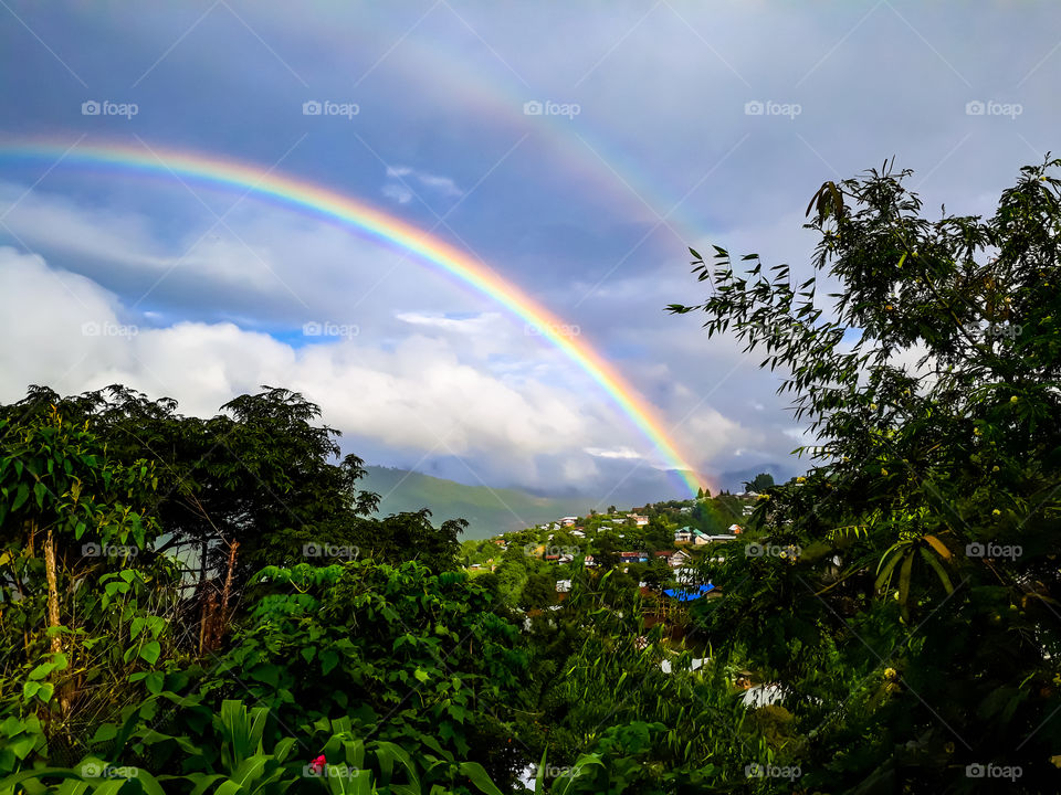 After heavy rainfall and thunder storm it was  delightful to see a rainbow.
We all are going through a hard time but this rainbow brings the hope that everything will be fine and the future would be bright and colourful.