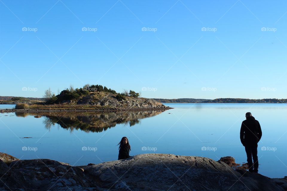 Island reflection in water