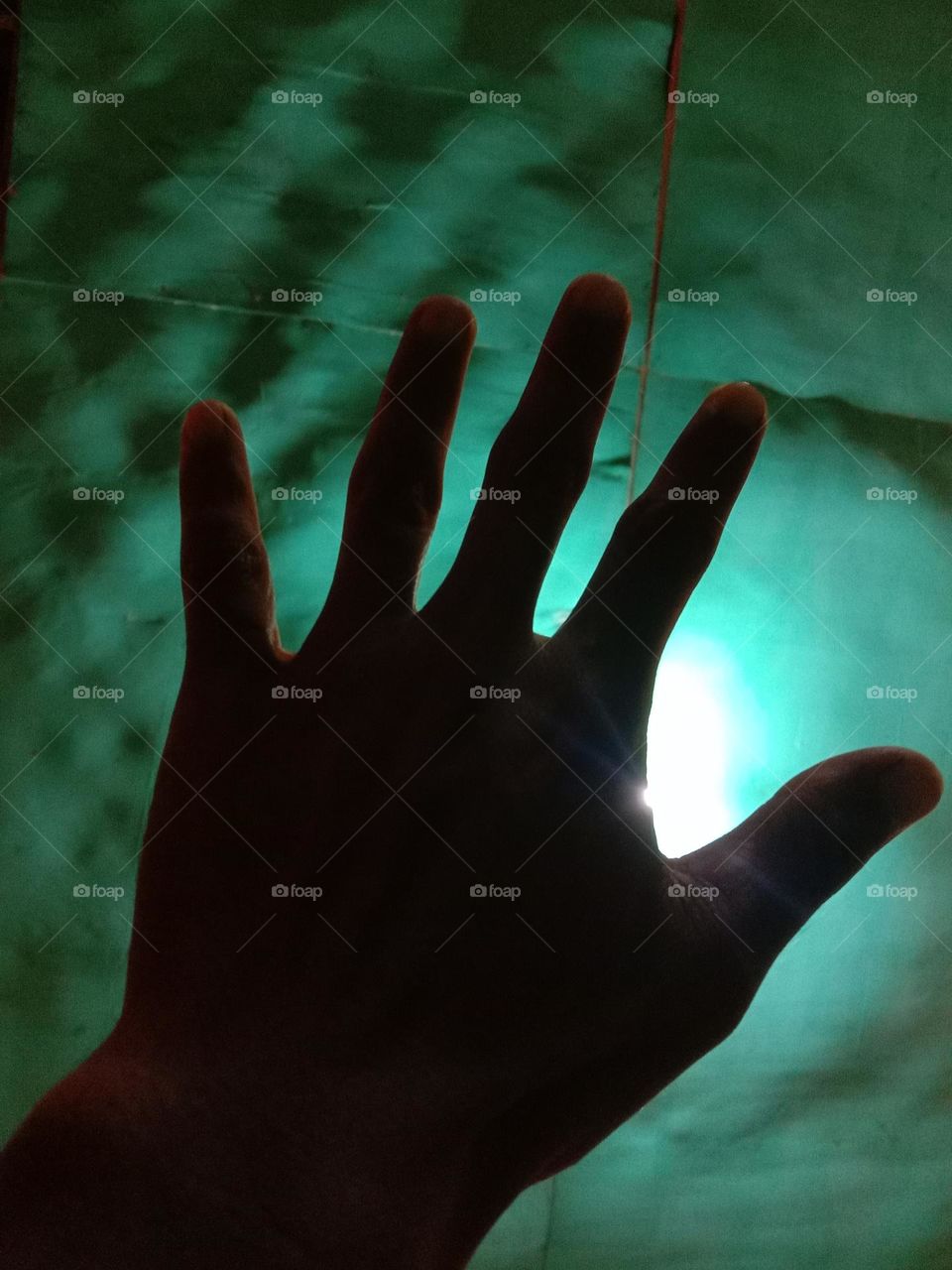 human hand in the light and darkness