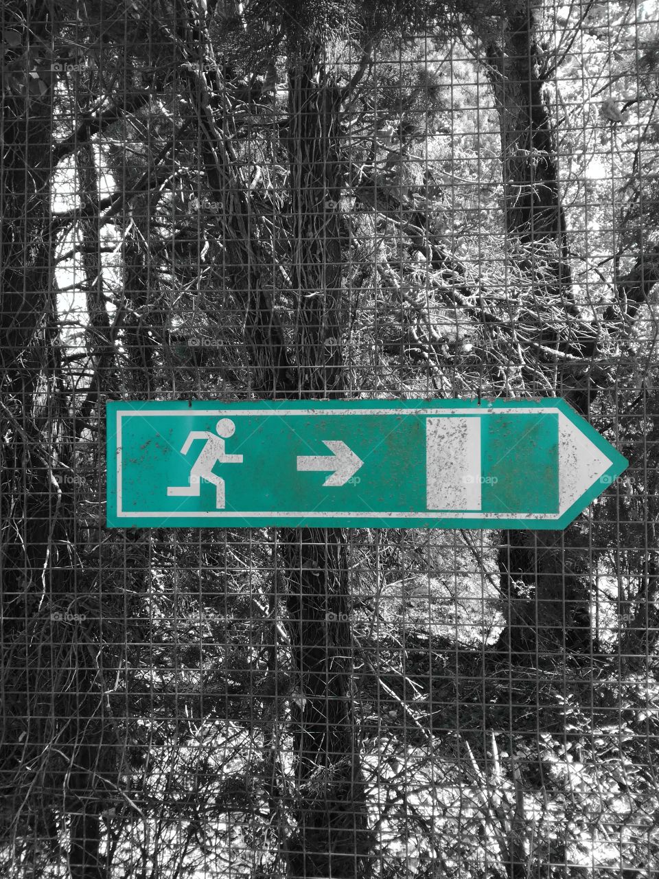 panneau, escape, sortie