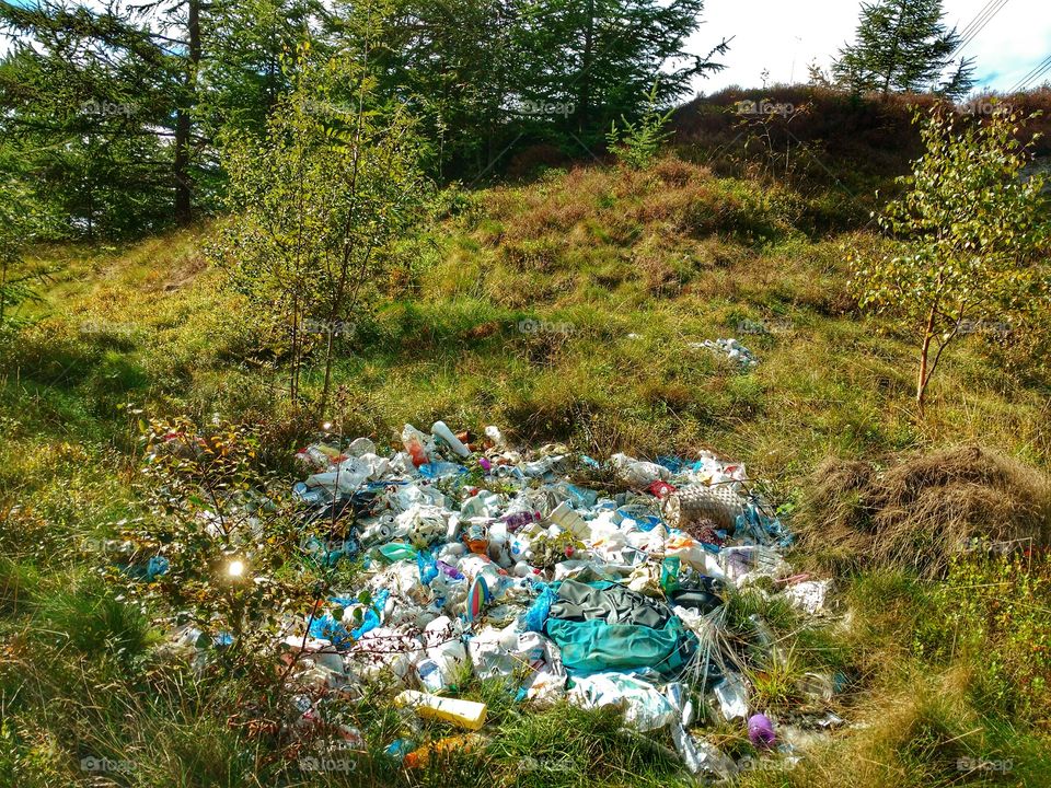 Flytipping (household refuse) on Abernant mountain - Abernant, Aberdare, Cynon Valley (September 2018)