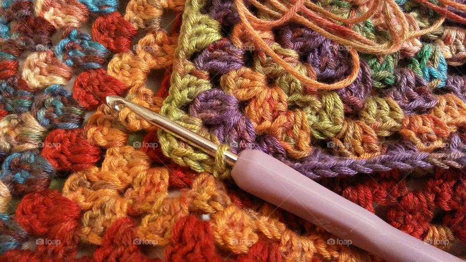 Granny Squares and Crochet Hook 02