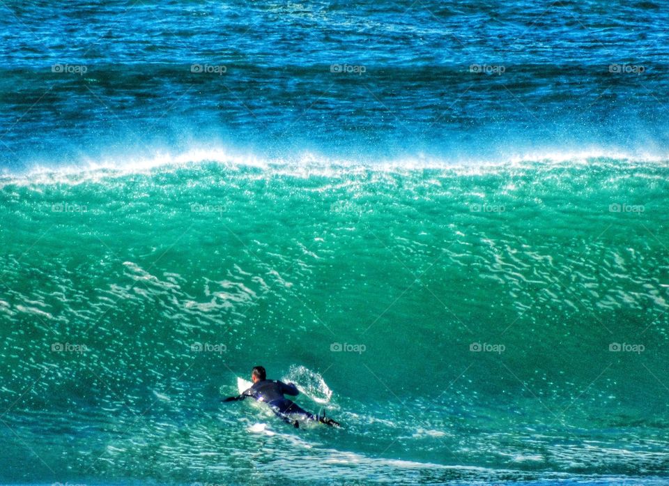 Surfer Hitting A Big Wave