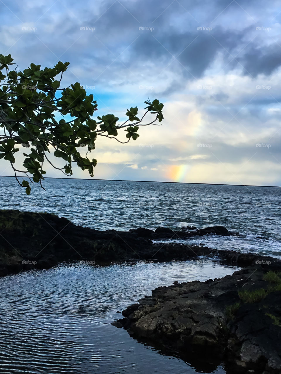 The beginning of a rainbow on Hilo Bay