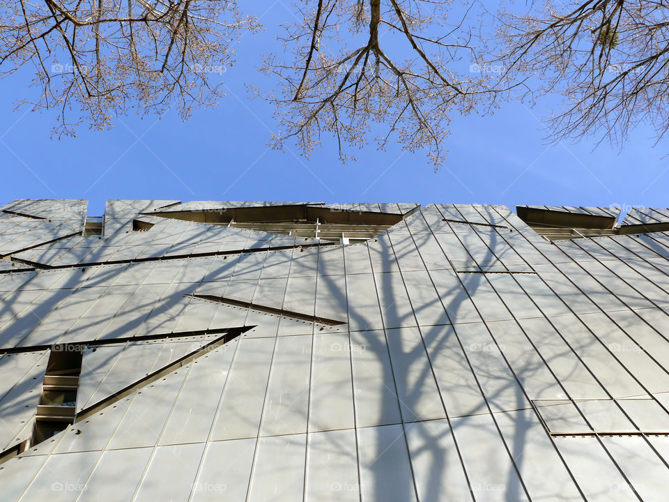 Low angle view of built structure against clear sky in Berlin, Germany.