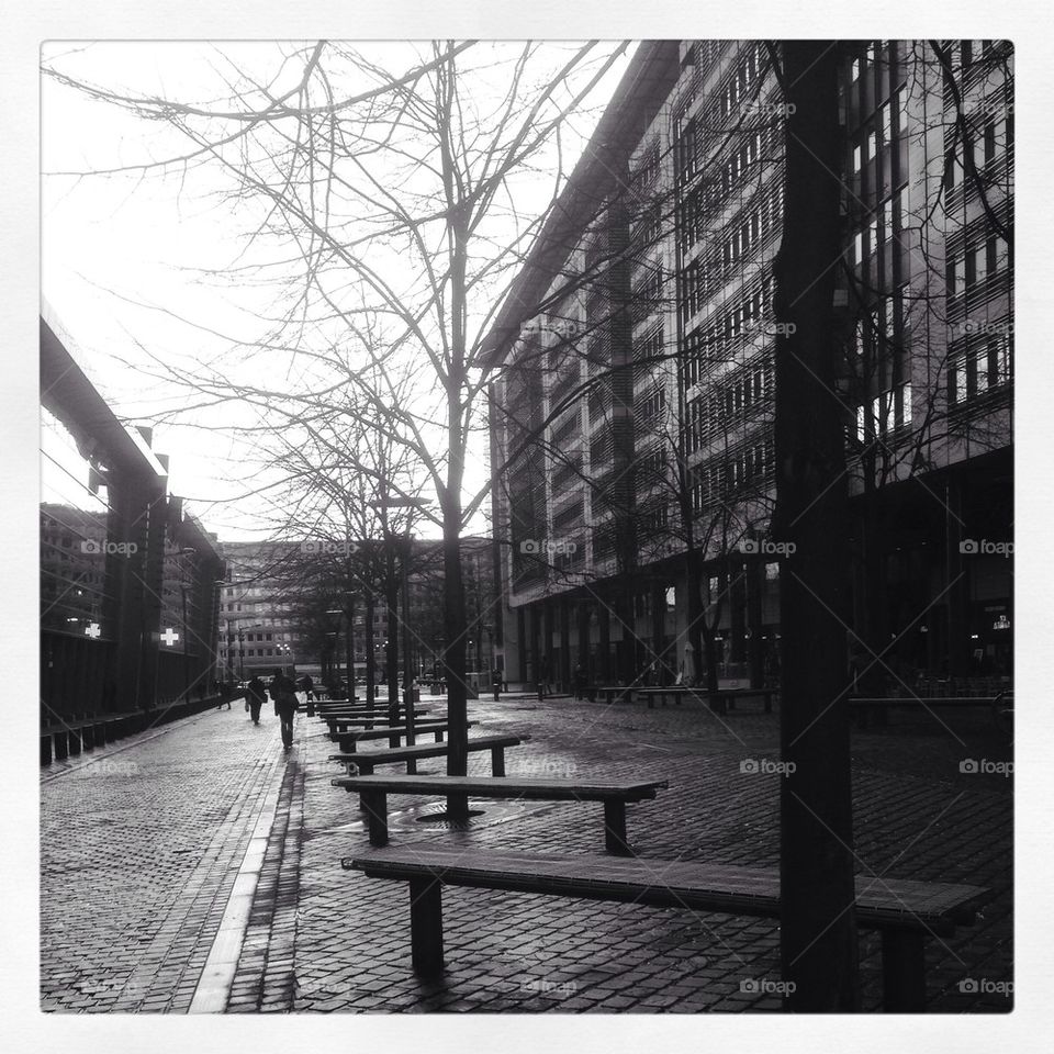 black and white town