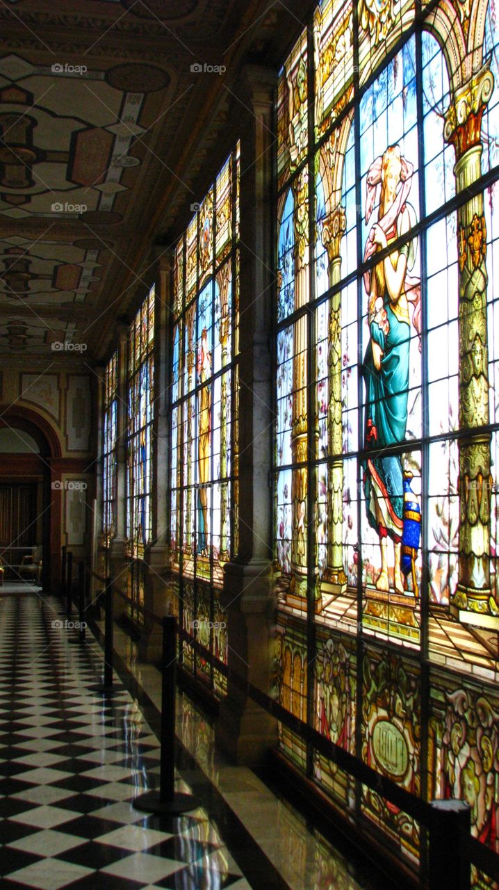 Stained glass at Chapultepec Castle. The one and only Castle at America.