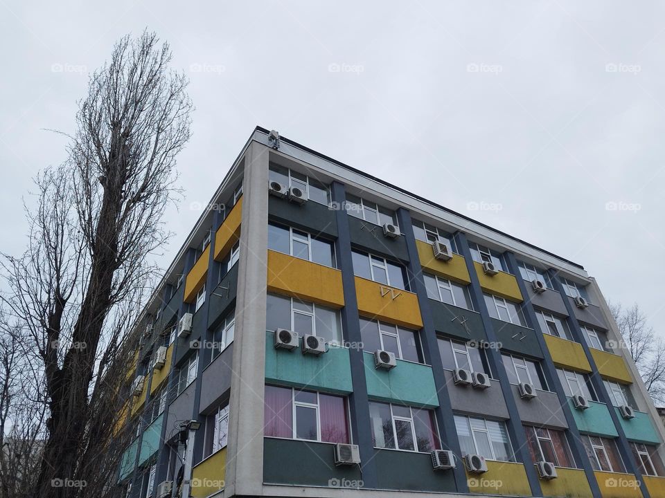 colourful building with RecTangle coloured design