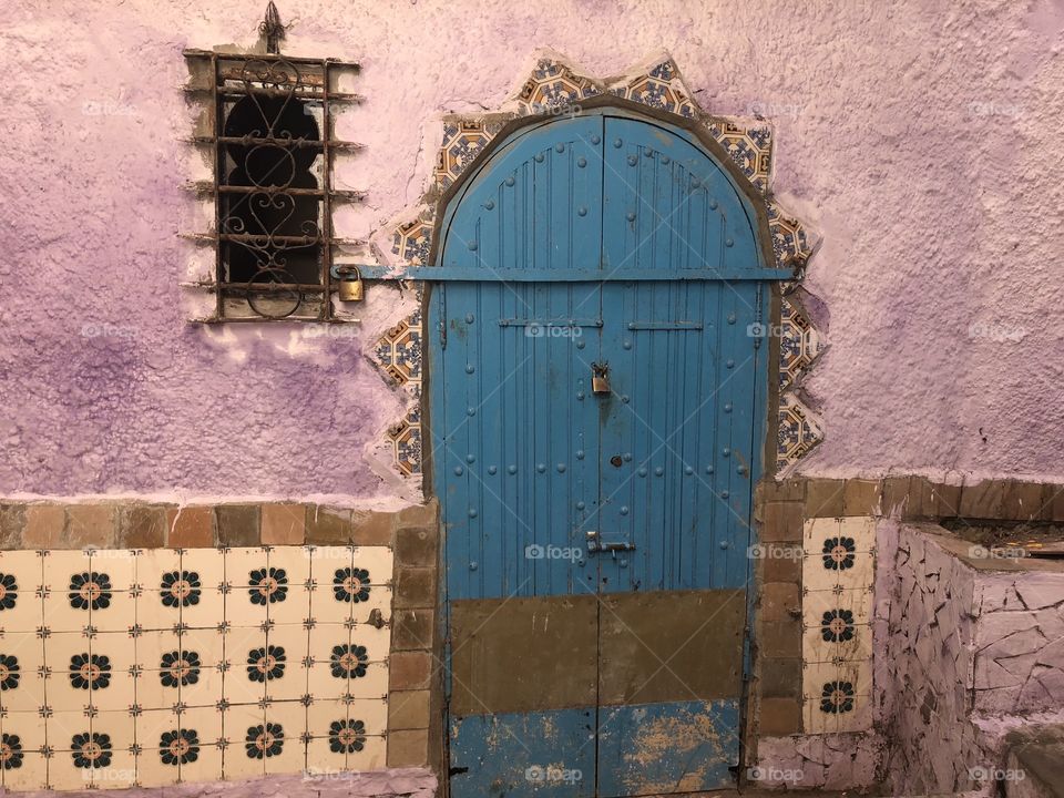 Colorful artistic door in the Kasbah Morocco