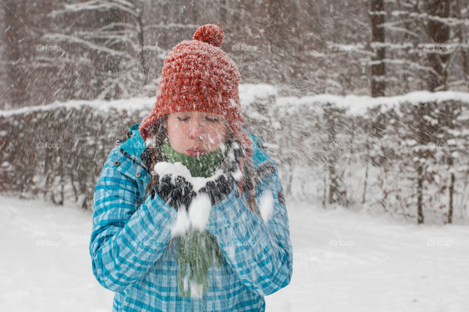 My wife playing in the snow 