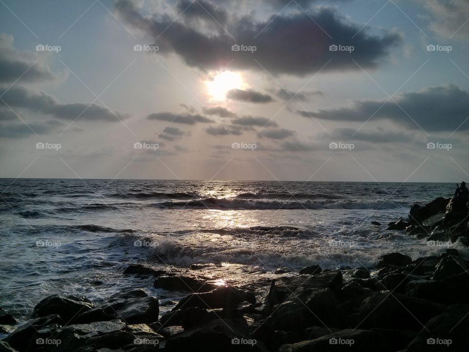 Dramatic sky at beach