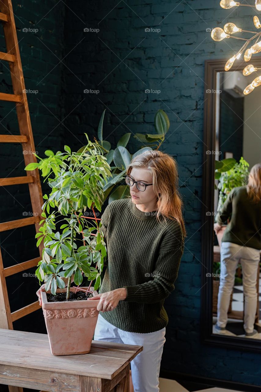 woman planting plants