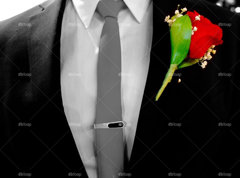 Groom At Wedding, Monochromatic With A Pop Of Color, Groom Dressed Up, Wedding Portrait, Wedding Photography, Closeup Of The Groom, Groom 