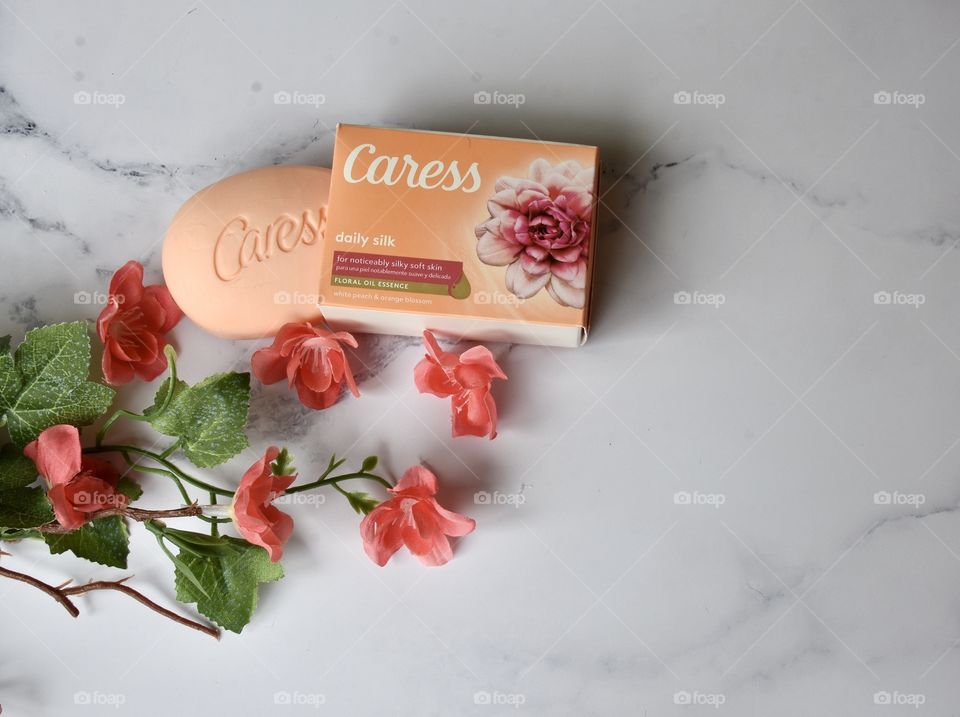 Caress soap flat lay 