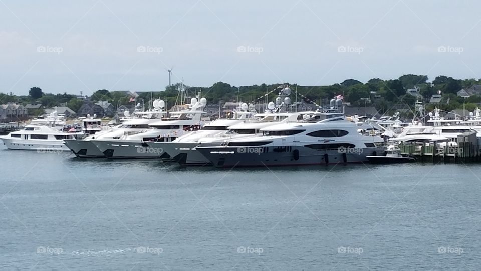 Some private yachts in the harbor on Nantucket