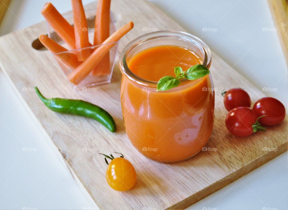 Fresh homemade carrot juice