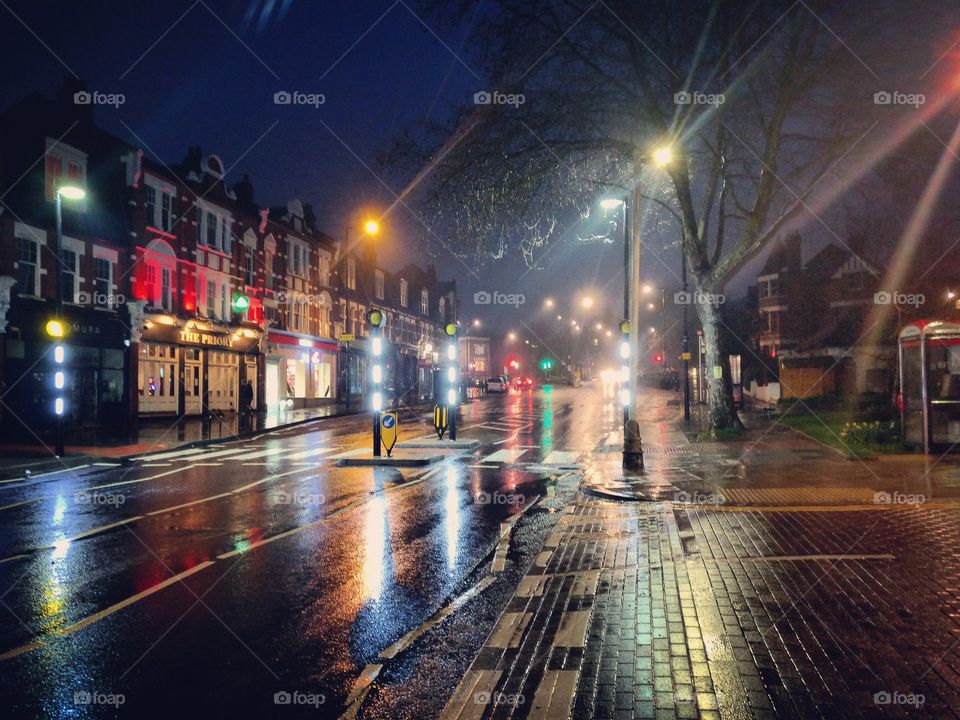 #alexandra #palace #neighborhood #nightfall #main #street #lights #london #typical #rainy #weather