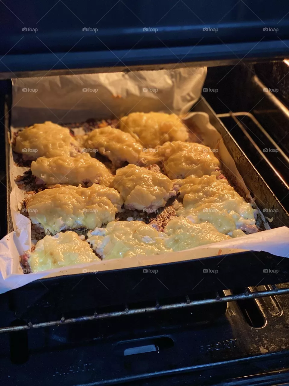 meat in the oven