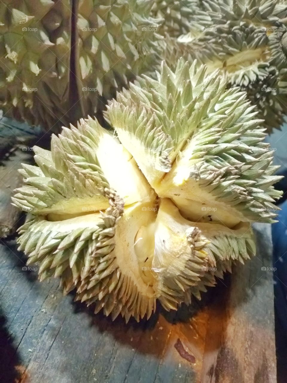 Durian has thorns placed on the floor.