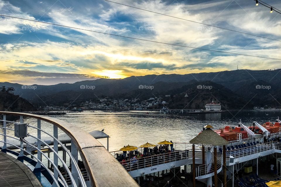 Catalina Island, California as seen from a Carnival Cruise Ship at sunset