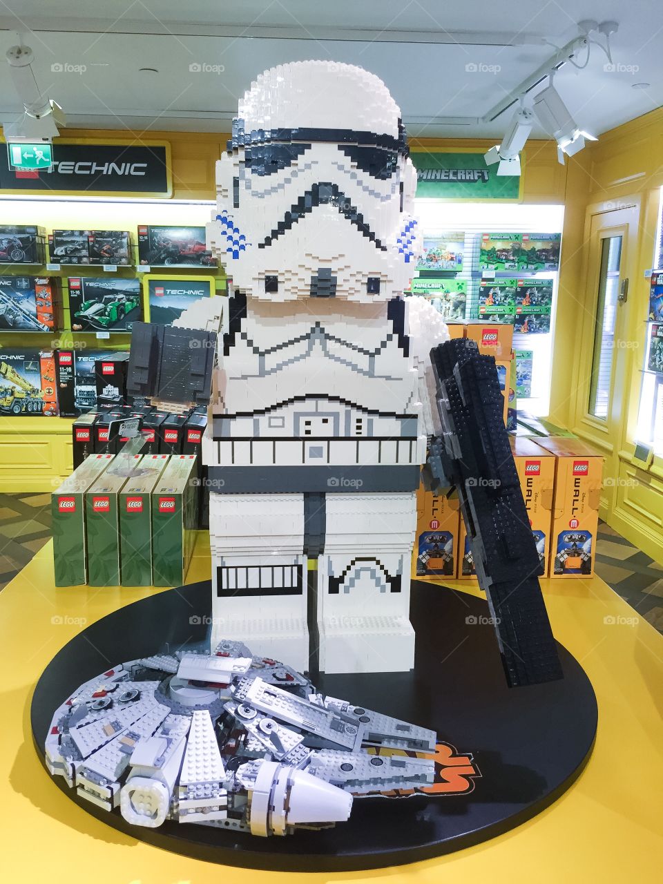 Star wars Storm Trooper figure in Lego at a toystore on Harrods in London.