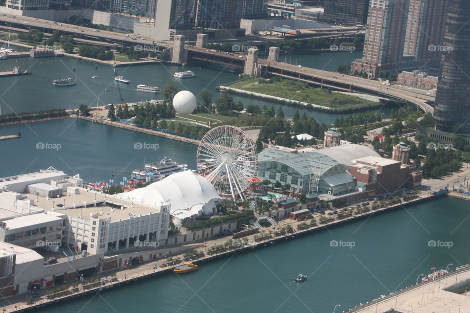 aerial view of Navy Pier in Chicago