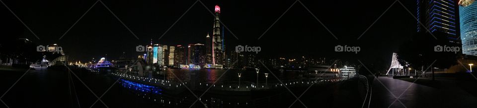 Financial center at pudong shanghai china, beautiful panoramic with high towers 