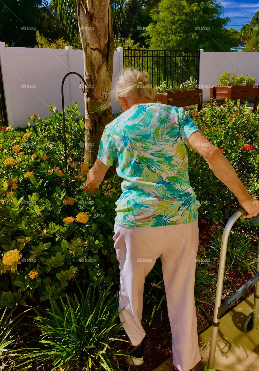 Grandma check out flowers