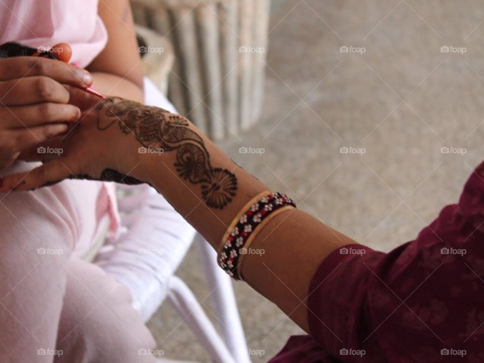 Traditional Indian way of arm art 