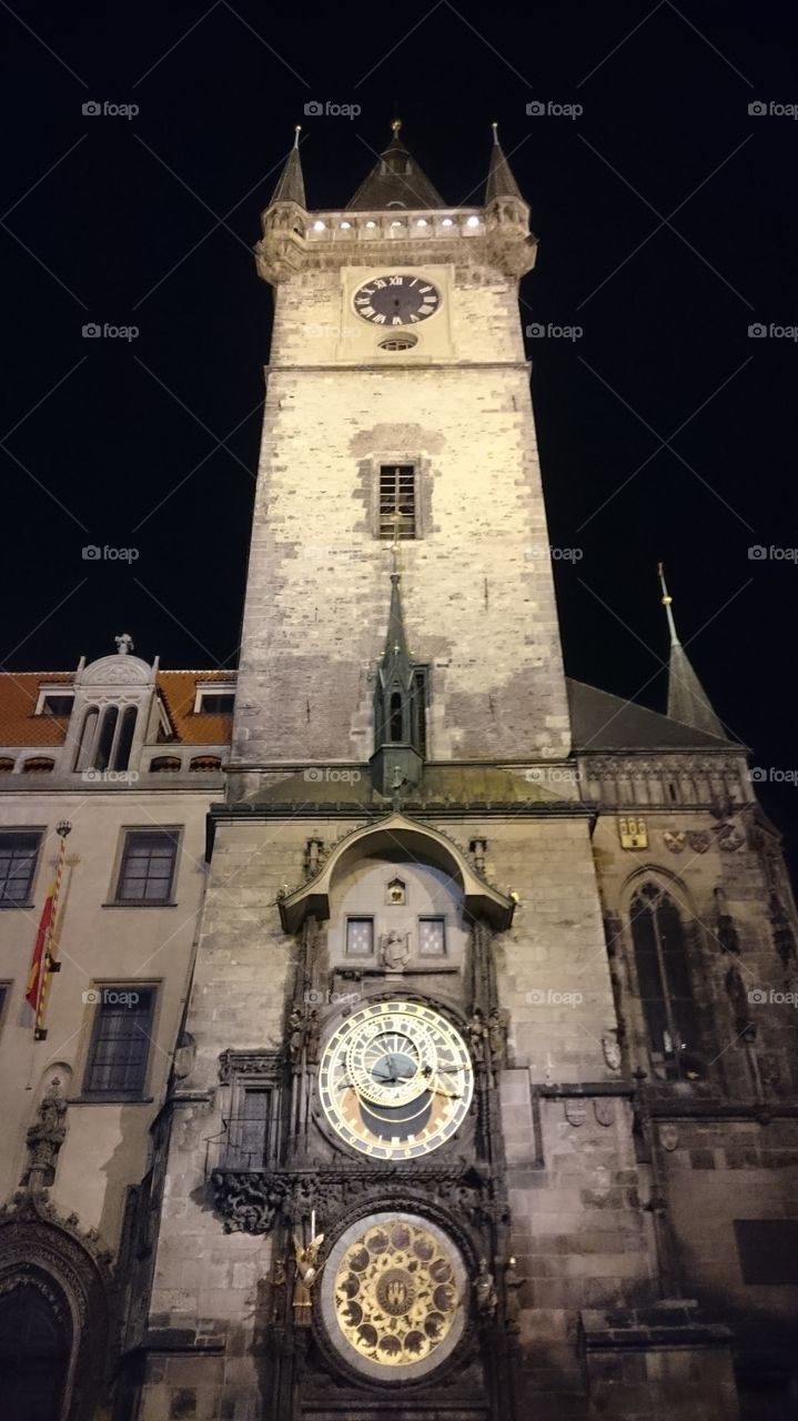 Prague - astronomical clock - rathausuhr - night